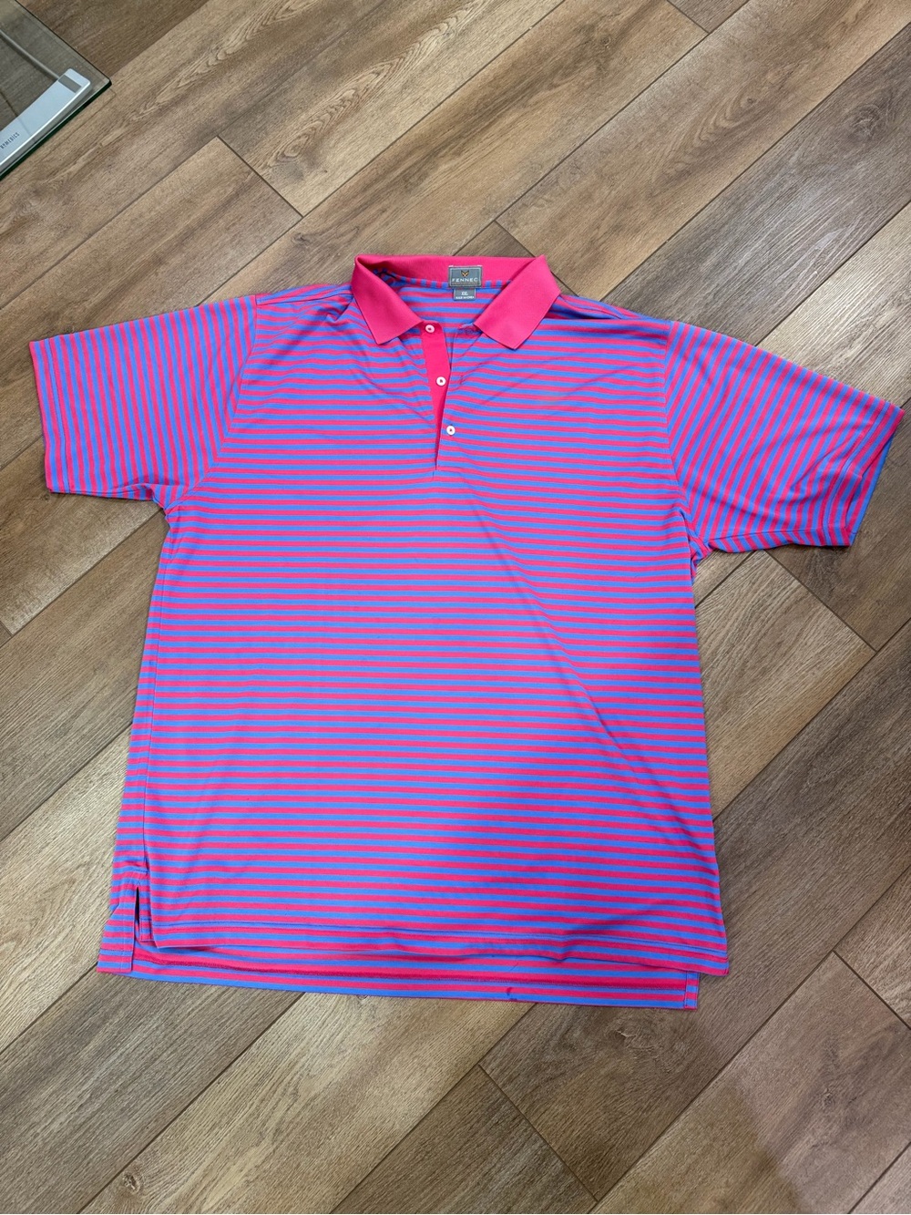 Striped Short-Sleeve Polo in Pink and Blue